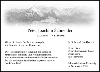Traueranzeige von Peter Schneider von Südthüringer Presse