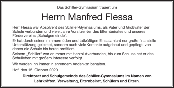 Traueranzeige von Manfred Flessa von Frankenpost
