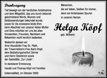 Traueranzeige von Helga Köpf von Südthüringer Presse