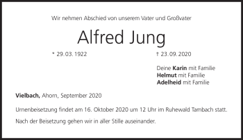 Traueranzeige von Alfred Jung von Neue Presse Coburg