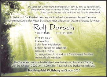 Traueranzeige von Rolf Dorsch von Südthüringer Presse