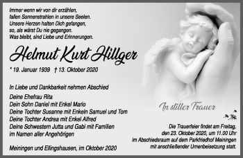 Traueranzeige von Helmut Hillger von Südthüringer Presse