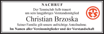 Traueranzeige von Christian Brzoska von Frankenpost