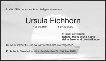 Traueranzeige von Ursula Eichhorn von Neue Presse Coburg