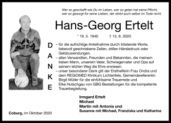 Traueranzeige von Hans-Georg Ertelt von Neue Presse Coburg