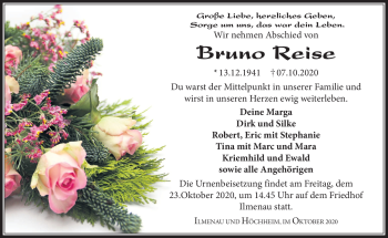 Traueranzeige von Bruno Reise von Südthüringer Presse