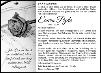 Traueranzeige von Erwin Pyde von Südthüringer Presse
