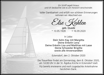 Traueranzeige von Else Kuhlen von Neue Presse Coburg
