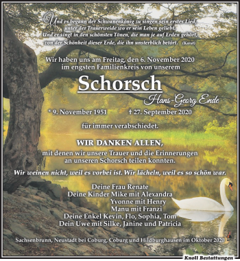 Traueranzeige von Hans-Georg Ende von Südthüringer Presse