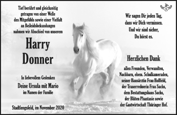Traueranzeige von Harry Donner von Südthüringer Presse