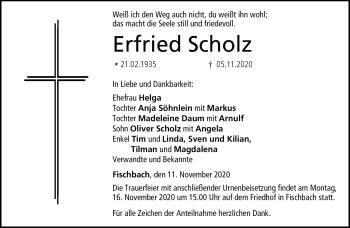 Traueranzeige von Erfried Scholz von Neue Presse Coburg
