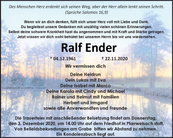 Traueranzeige von Ralf Enter von Neue Presse Coburg