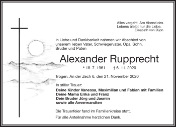 Traueranzeige von Alexander Rupprecht von Frankenpost