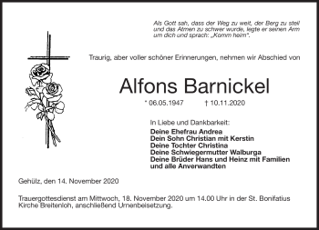 Traueranzeige von Alfons Barnickel von Neue Presse Coburg