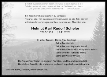 Traueranzeige von Helmut Scheler von Südthüringer Presse