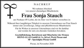 Traueranzeige von Sonja Stauch von Südthüringer Presse