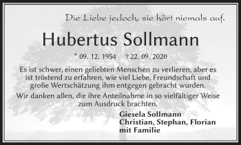 Traueranzeige von Hubertus Sollmann von Neue Presse Coburg