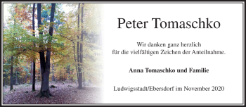 Traueranzeige von Peter Tomaschko von Neue Presse Coburg