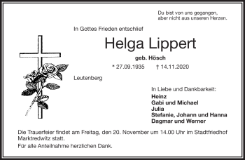 Traueranzeige von Helga Lippert von Frankenpost