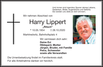 Traueranzeige von Harald Lippert von Frankenpost