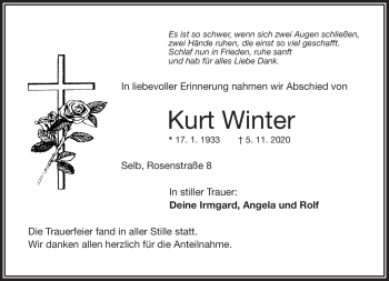 Traueranzeige von Kurt Winter von Frankenpost