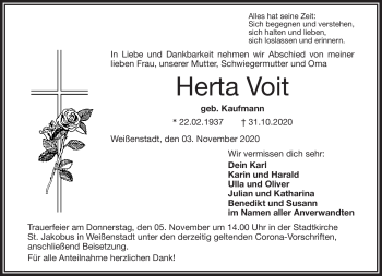 Traueranzeige von Herta Voit von Frankenpost