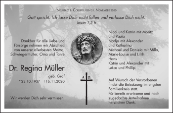 Traueranzeige von Regina Müller von Neue Presse Coburg