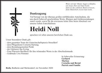 Traueranzeige von Heidi Noll von Südthüringer Presse