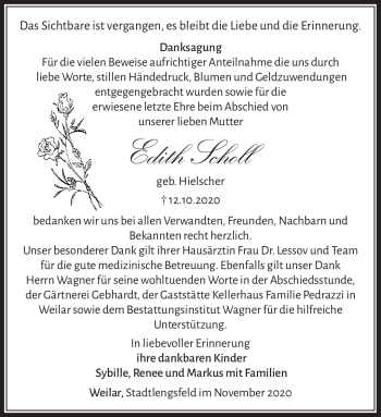 Traueranzeige von Edith Scholl von Südthüringer Presse