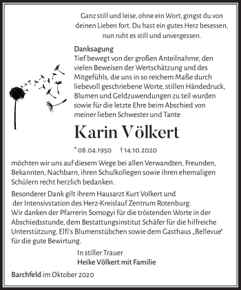 Traueranzeige von Karin Völkert von Südthüringer Presse