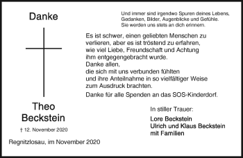 Traueranzeige von Theo Beckstein von Frankenpost