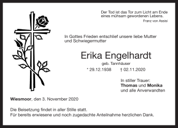 Traueranzeige von Erika Engelhardt von Neue Presse Coburg