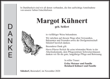Traueranzeige von Margot Kühnert von Südthüringer Presse