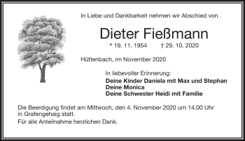 Traueranzeige von Dieter Fießmann von Frankenpost