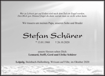 Traueranzeige von Stefan Schürer von Südthüringer Presse