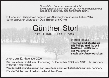 Traueranzeige von Günther Storl von Neue Presse Coburg