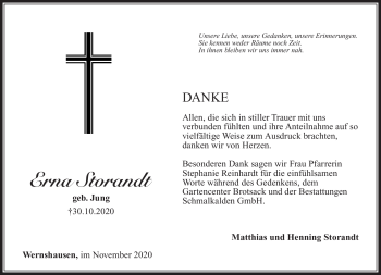 Traueranzeige von Erna Storandt von Südthüringer Presse