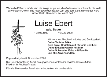 Traueranzeige von Luise Ebert von Neue Presse Coburg