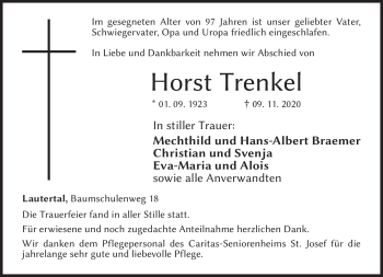 Traueranzeige von Horst Trenkel von Neue Presse Coburg