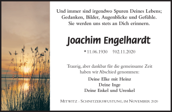 Traueranzeige von Joachim Engelhardt von Neue Presse Coburg