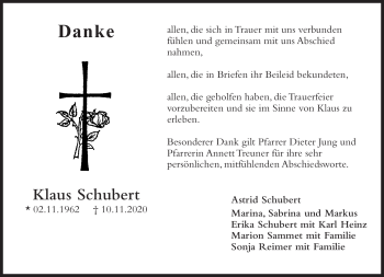 Traueranzeige von Klaus Schubert von Frankenpost