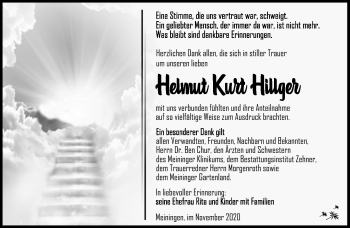 Traueranzeige von Helmut Hillger von Südthüringer Presse