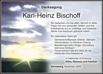 Traueranzeige von Karl-Heinz Bischoff von Südthüringer Presse