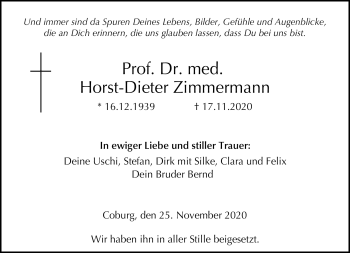 Traueranzeige von Horst-Dieter Zimmermann von Neue Presse Coburg