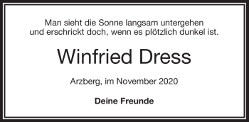 Traueranzeige von Winfried Dress von Frankenpost