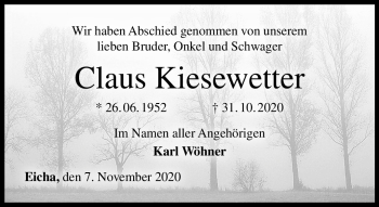 Traueranzeige von Claus Kiesewetter von Neue Presse Coburg