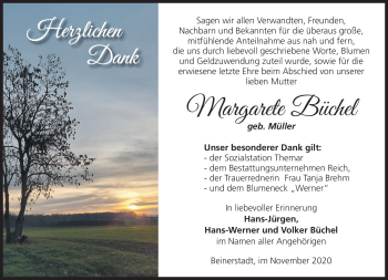 Traueranzeige von Margarete Büchel von Südthüringer Presse