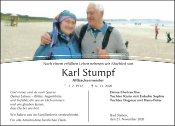 Traueranzeige von Karl Stumpf von Frankenpost