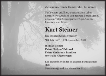 Traueranzeige von Kurt Steiner von Südthüringer Presse