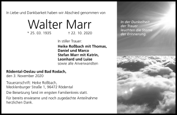 Traueranzeige von Walter Marr von Neue Presse Coburg